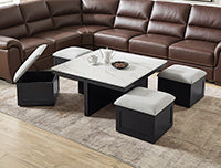 4131SET MARTA COF TBL W/4 STORAGE OTTOMANS