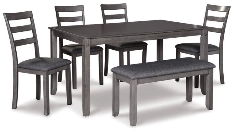 D383-325 DINING TABLE AND CHAIRS WITH BENCH (6 PC)